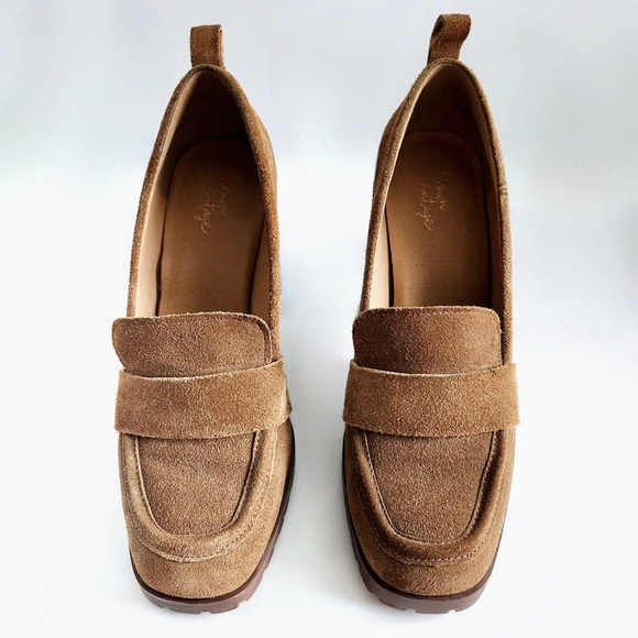 Crown Vintage Alivia Brown Suede Leather Retro Heels With Lug Sole, Size 9 - Picture 3 of 16